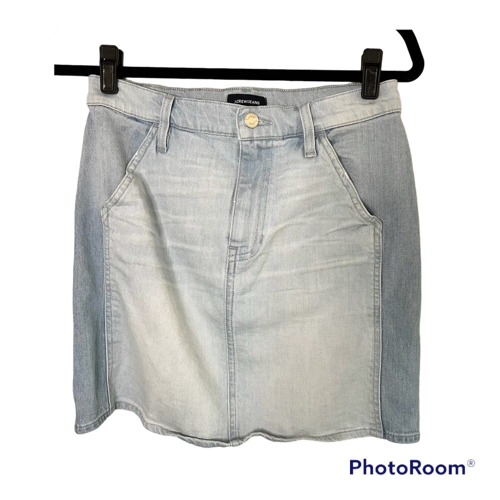 J crew/Jeans two tone light wash denim Jean mini skirt Cotton blend Size 27